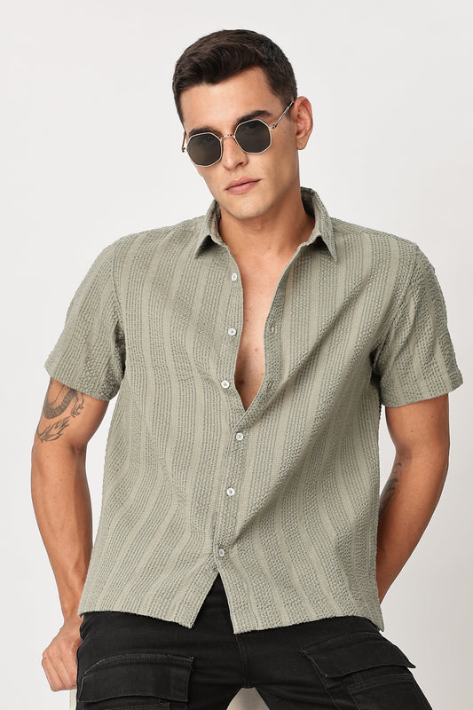Uri Sage Green Seersucker Shirt Uri
