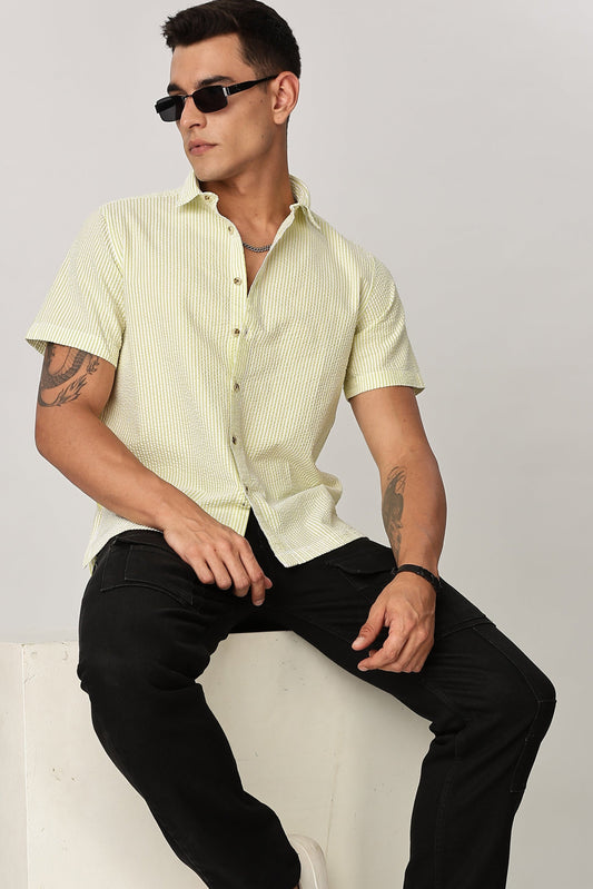 Uri Butter Yellow Seersucker Shirt Uri