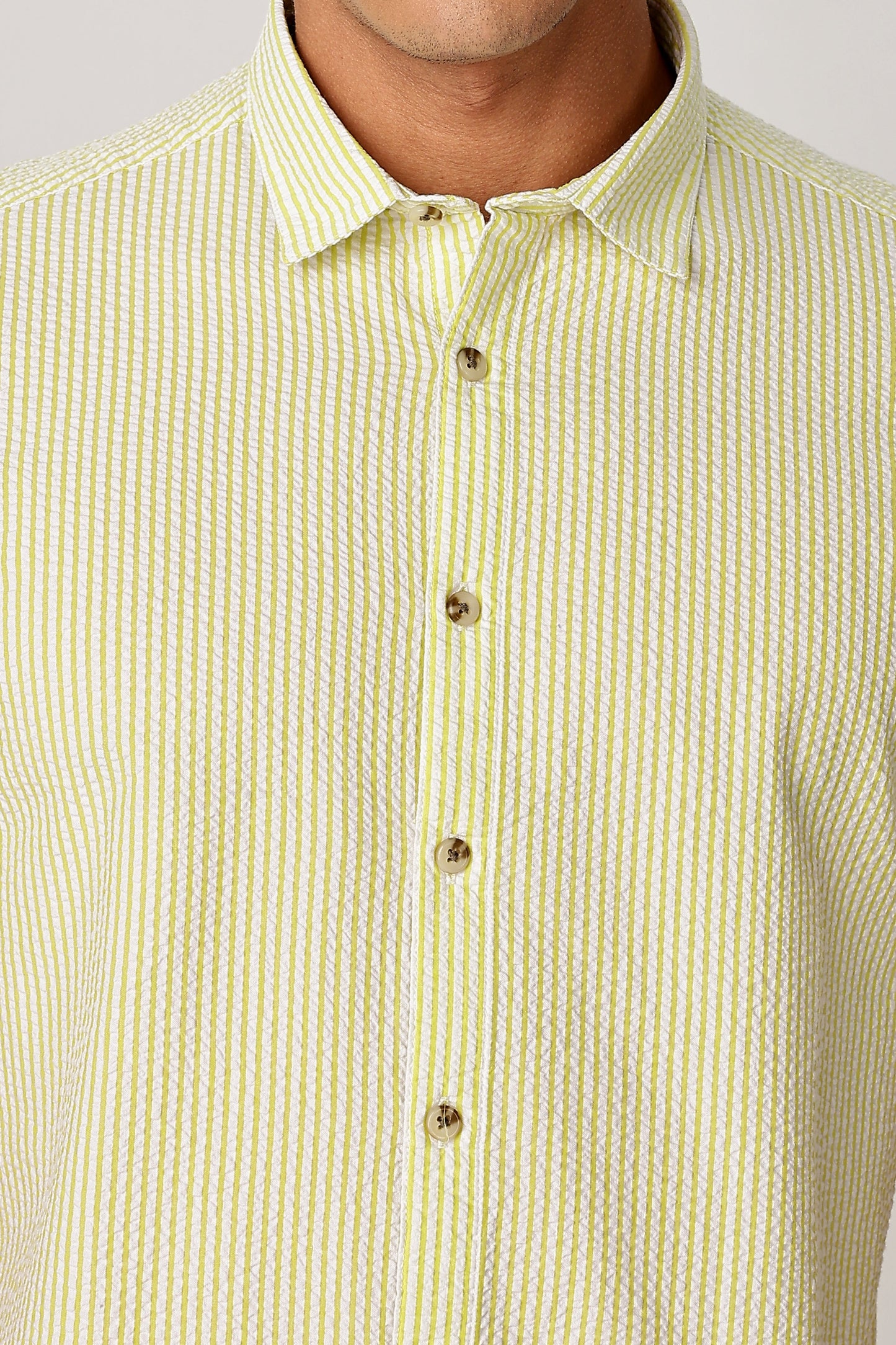 Uri Butter Yellow Seersucker Shirt Uri