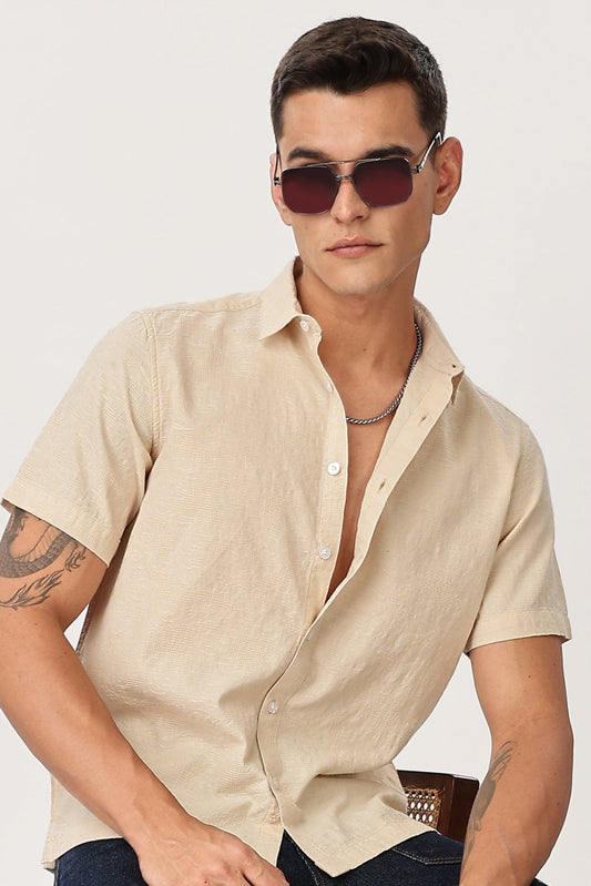 Uri Beige Textured Jacquard Shirt Uri