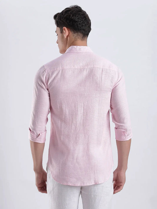 Men's Linen Soft Touch Frosty Pink Shirt Vellure