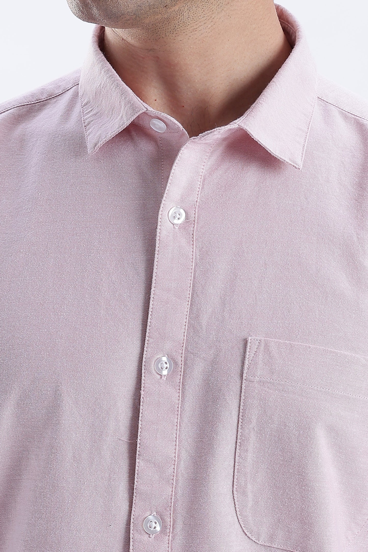 Uri Mauve Spread Collar Oxford Shirt Uri
