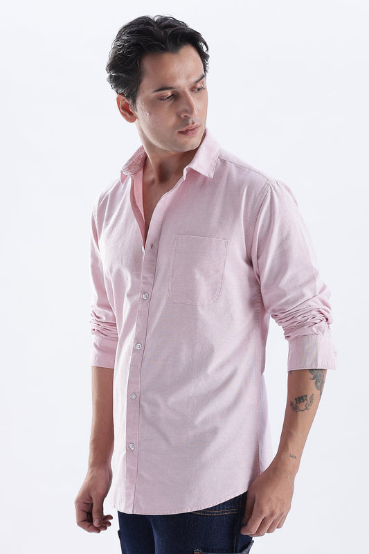 Uri Mauve Spread Collar Oxford Shirt
