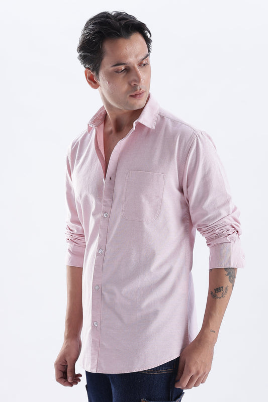 Uri Mauve Spread Collar Oxford Shirt Uri