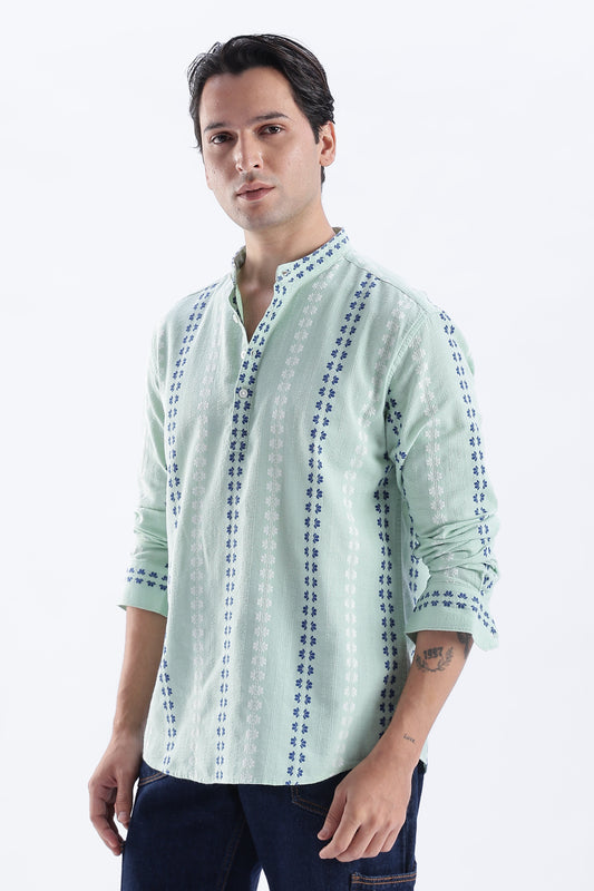 Uri Mint Dobby Motif Short Kurta Uri