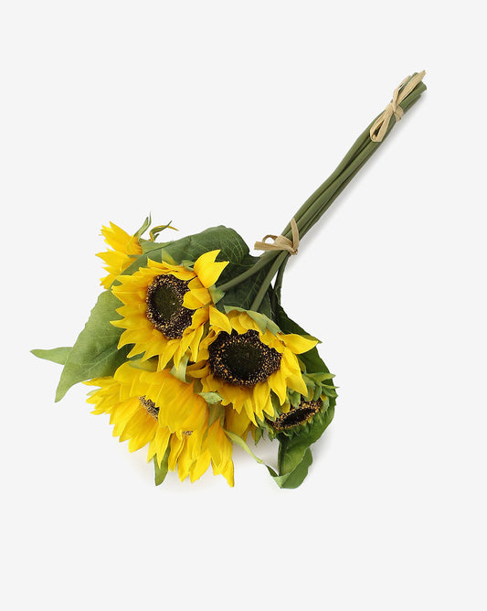 Yellow Sunflower Faux Decorative Flower Bouquet | Pack Of 7