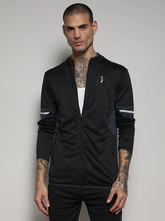 Heathered Activewear Jacket With Contrast Detail