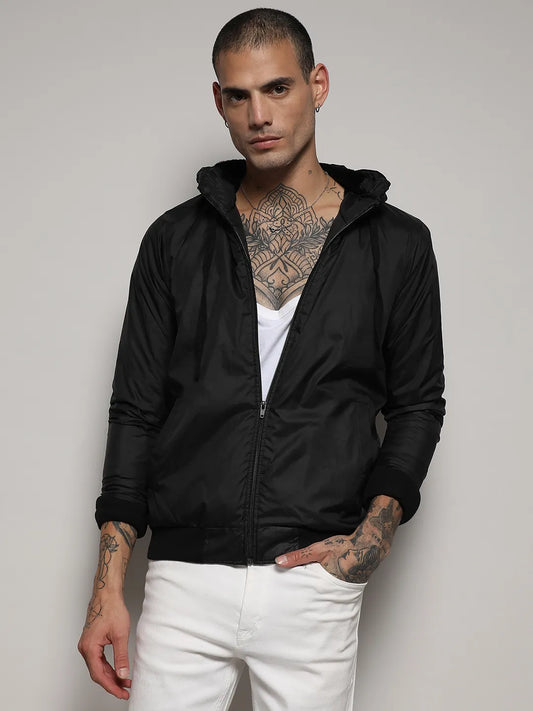 Zip-Front Jacket With Ribbed Hem