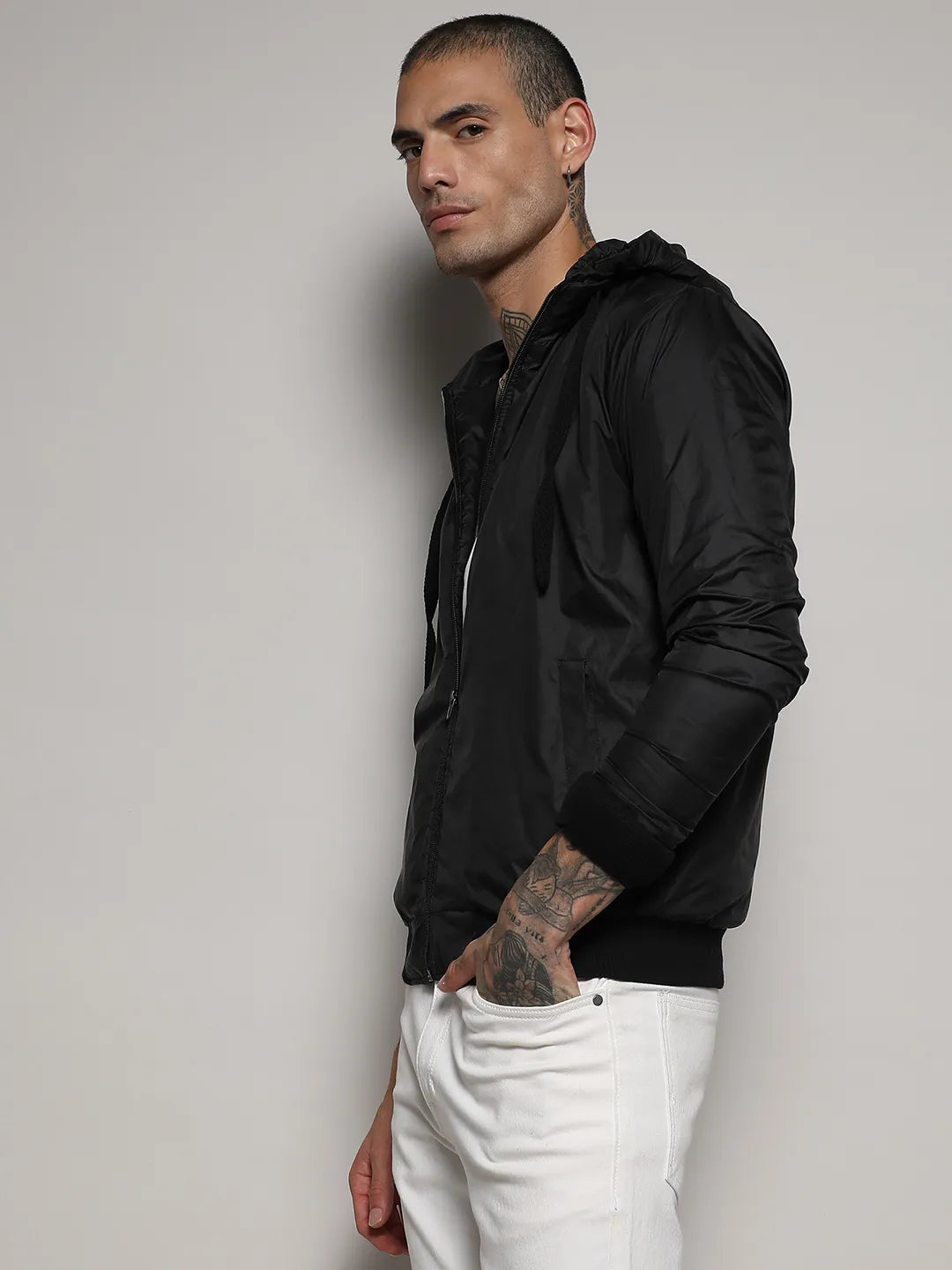 Zip-Front Jacket With Ribbed Hem