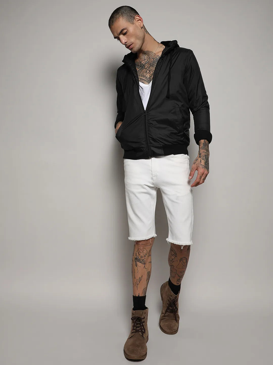 Zip-Front Jacket With Ribbed Hem