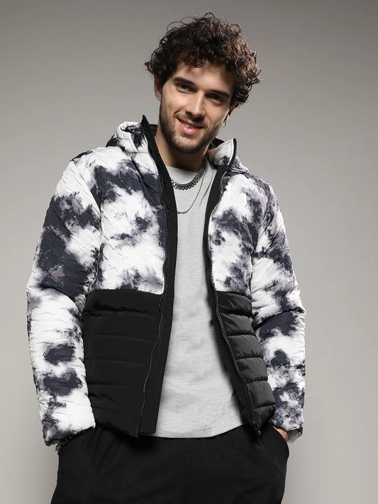 Tie-Dye Block Puffer Jacket