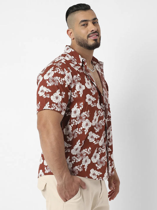 Brown Printed Casual Shirt