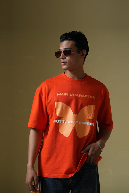 Butterfly Effect Oversized Orange T-Shirt