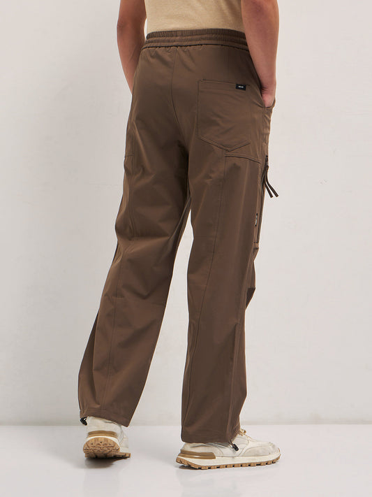 Brown Relaxed Fit Cargo Pants with Functional Design