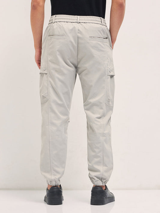 Grey Relaxed Fit Cargo Pants with Functional Design