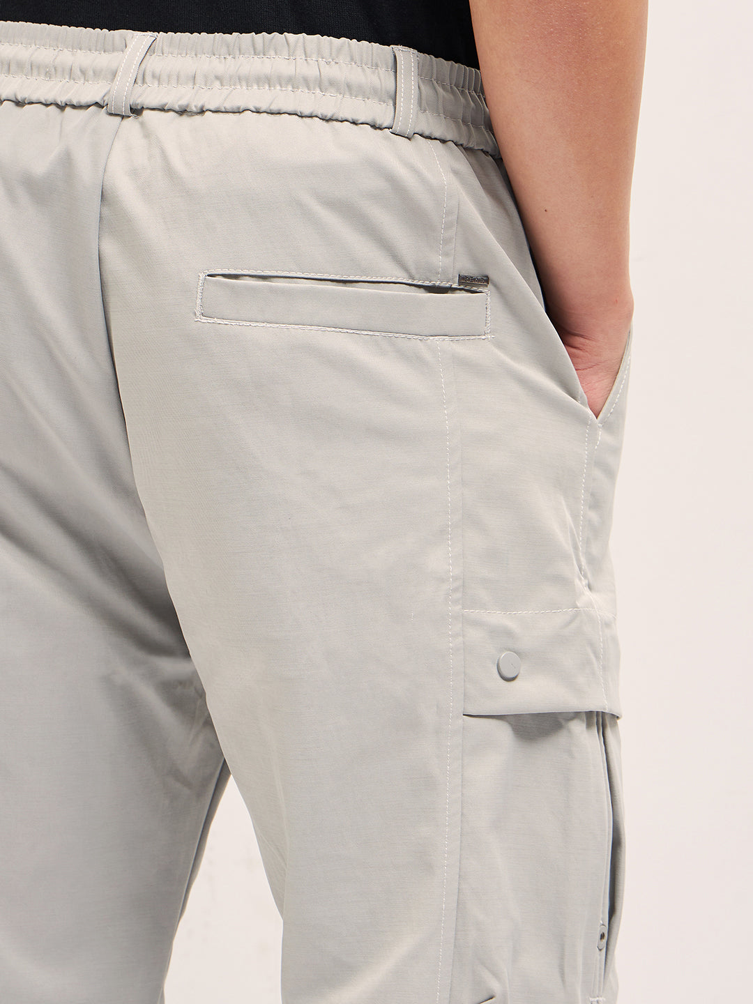 Grey Relaxed Fit Cargo Pants with Functional Design