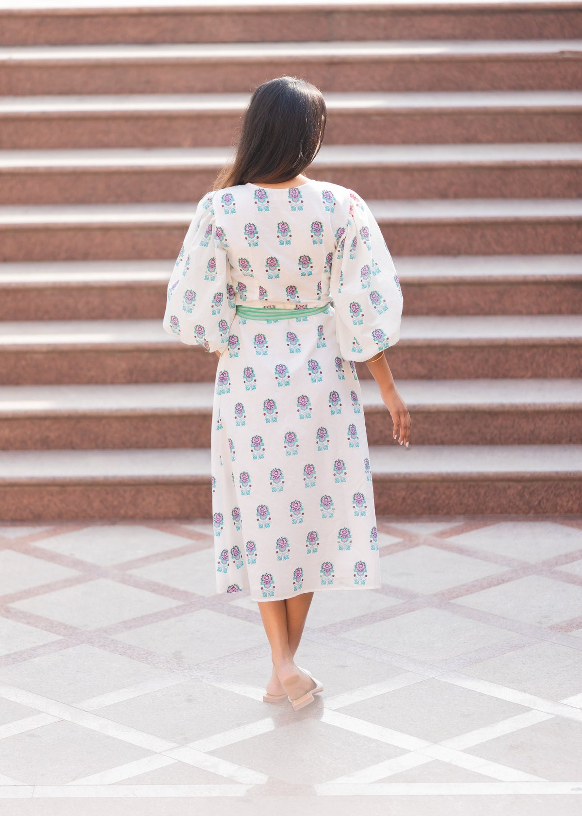 SICILY BLOCK PRINT WRAP DRESS
