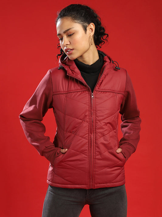 Quilted Jacket With Sweatshirt Sleeve