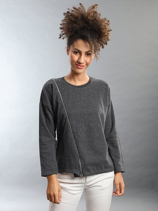 Round Neck Zip T-Shirt