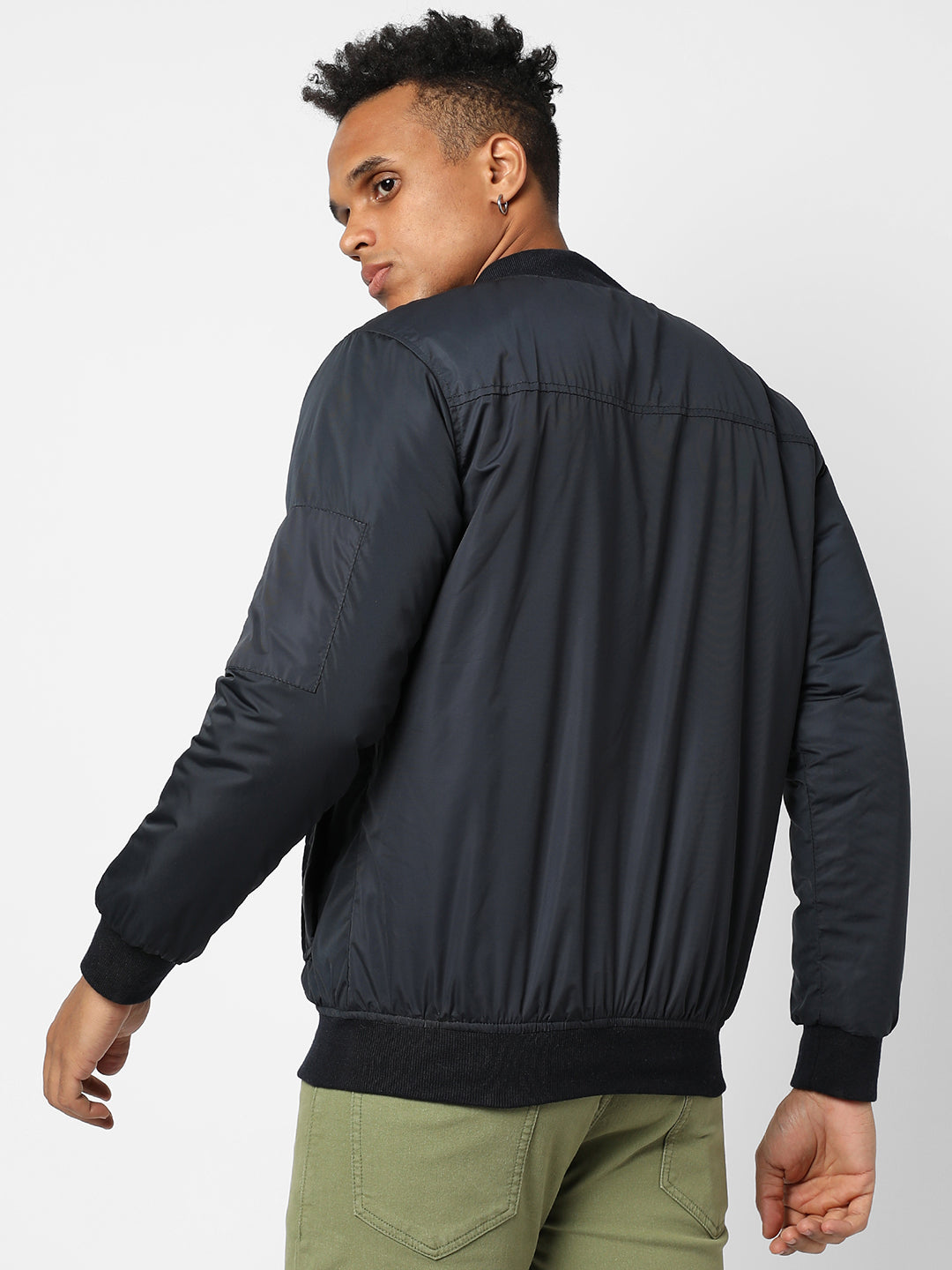 Zip-Front Puffer Jacket With Ribbed Hem
