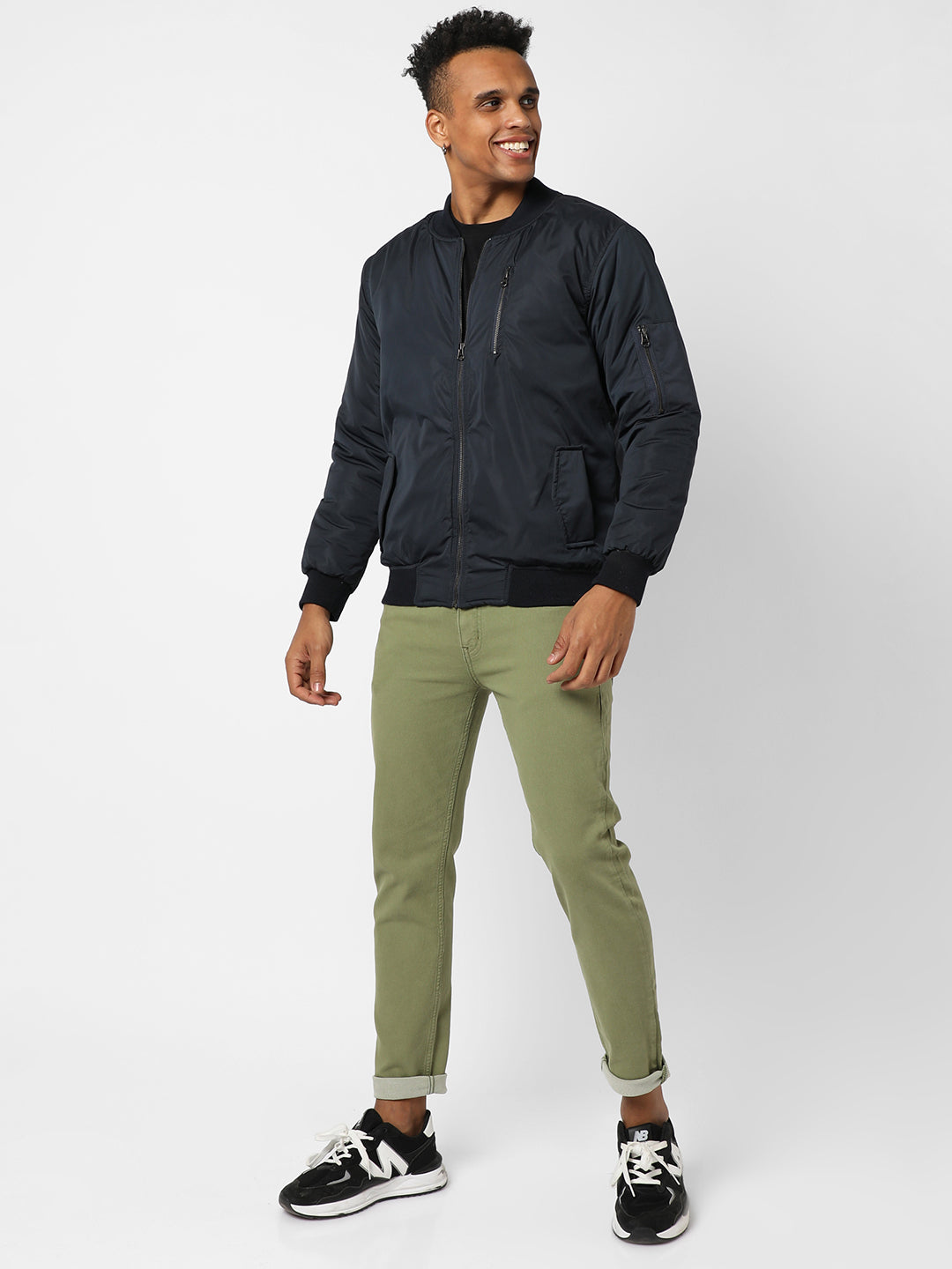 Zip-Front Puffer Jacket With Ribbed Hem