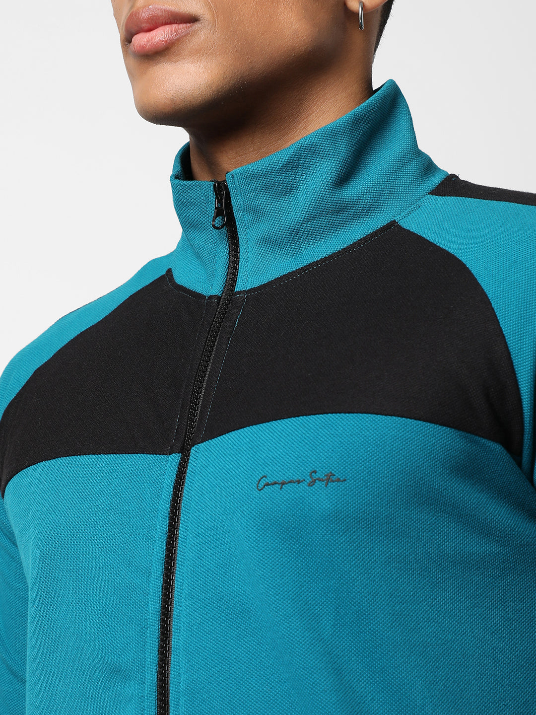 MEN'S SOLID TEAL BLUE DRI-FIT ZIP THROUGH ACTIVEWEAR JACKET REGULAR FIT