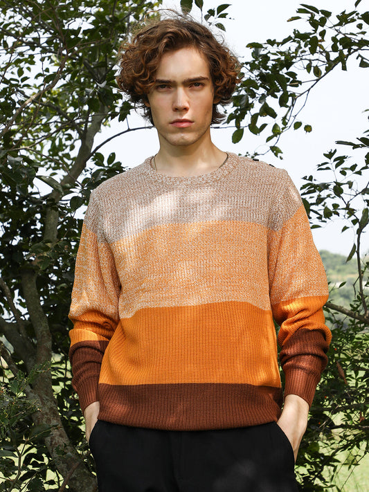 Contrast Panel Pullover Sweater