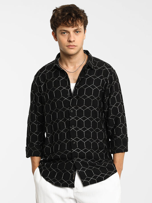 Hexagon-Lined Shirt