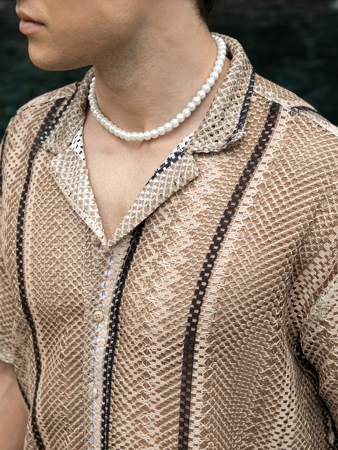 Striped Knit Oversized Shirt