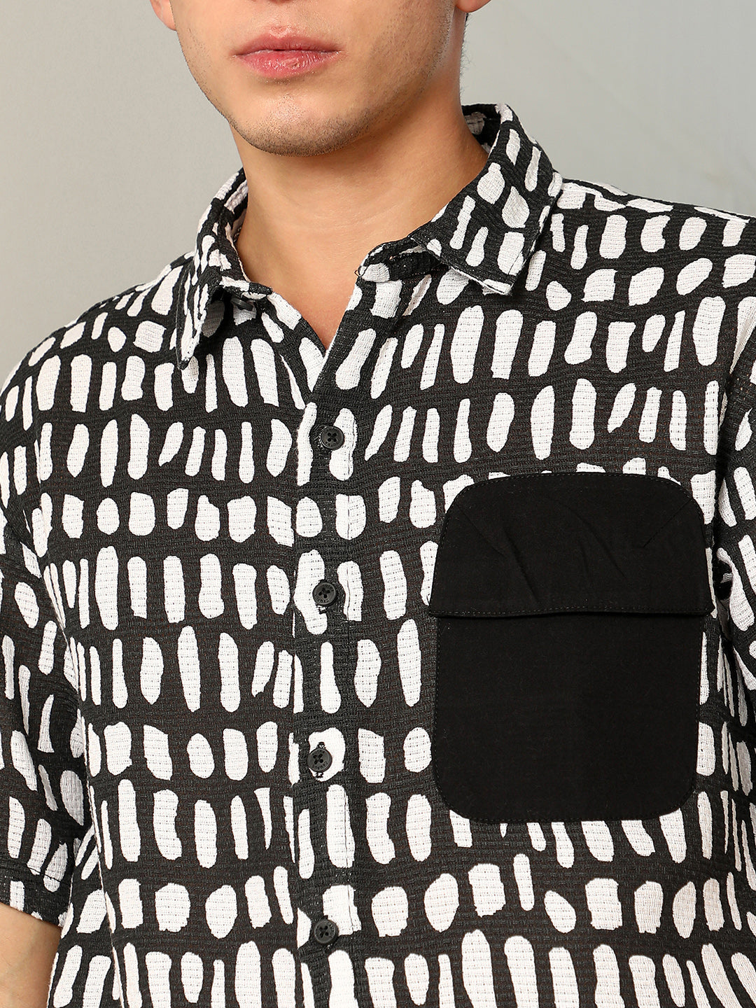 Flap-Block Printed Oversized Shirt