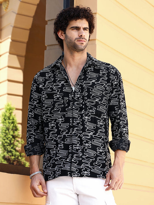 Groovy-Stitch Corduroy Oversized Shirt