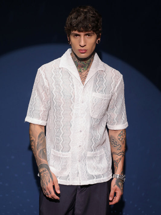 Swirl Open-Knit Shirt