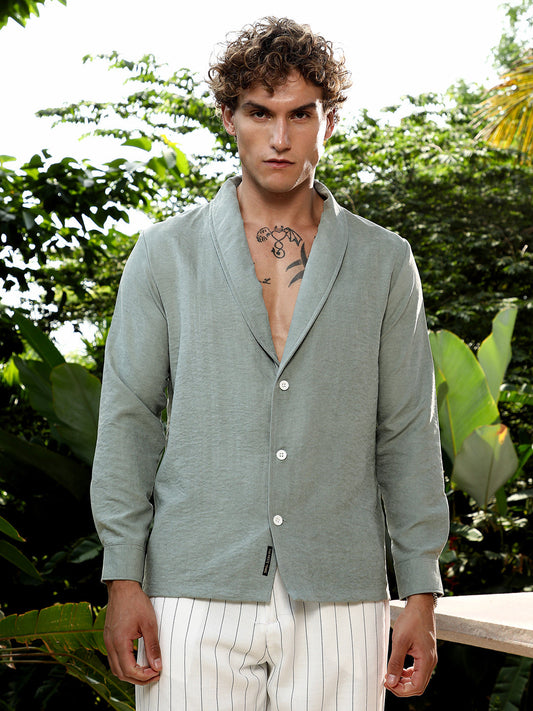 Solid Shawl Collar Oversized Shirt