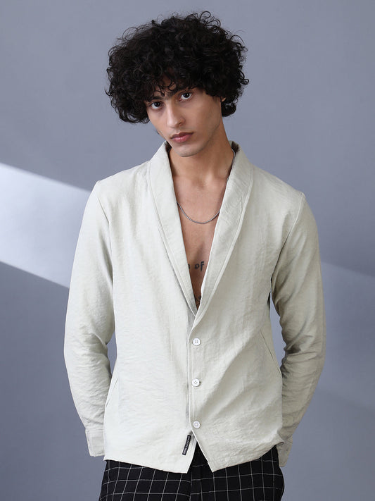 Solid Shawl Collar Oversized Shirt