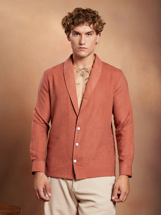 Solid Shawl Collar Oversized Shirt