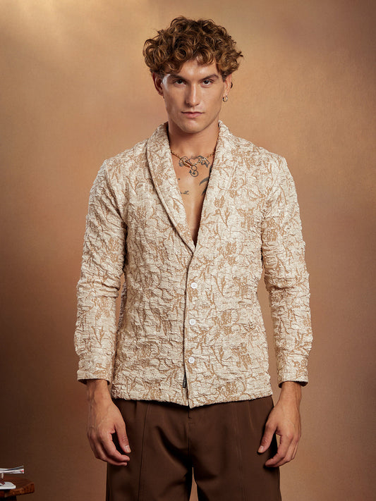 Crushed Shawl Collar Oversized Shirt