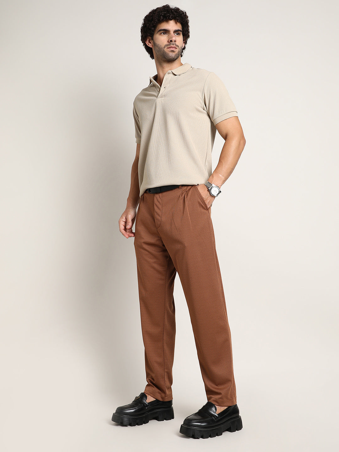 Micro-Check Chino Trousers