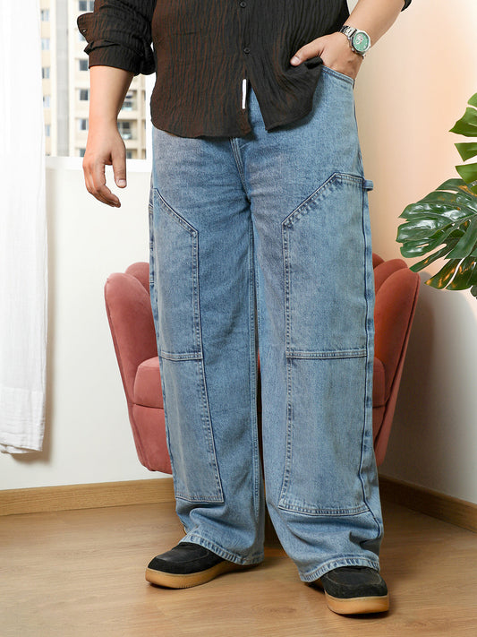 Panelled Straight-Fit Denim Jeans