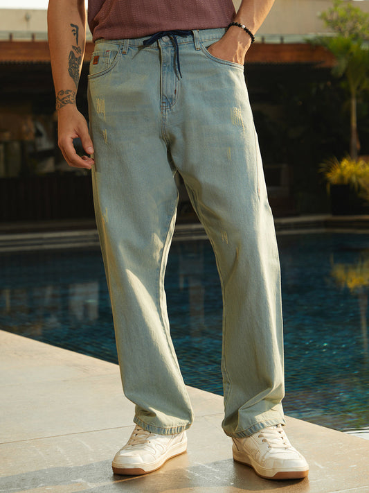 Light-Wash Straight-Fit Denim Jeans