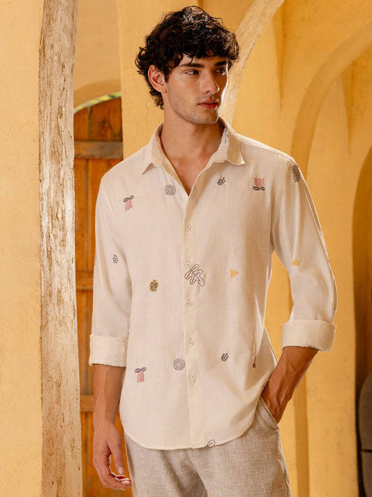 All Over Embroidered Regular Fit Shirt