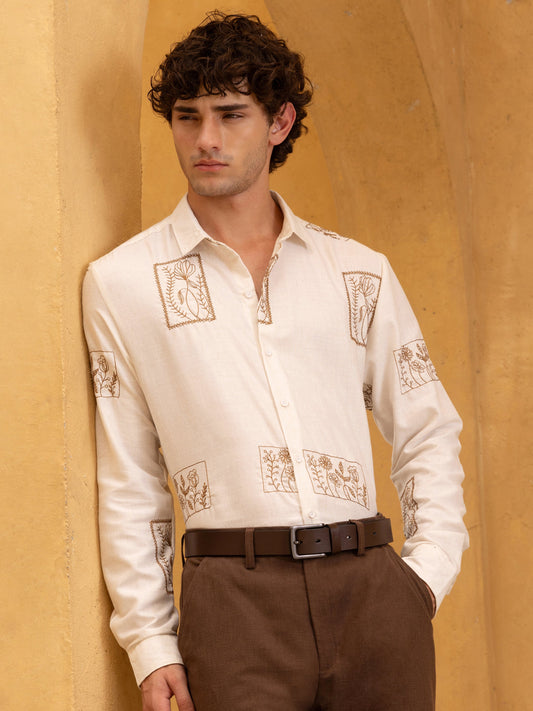All Over Embroidered Regular Fit Shirt