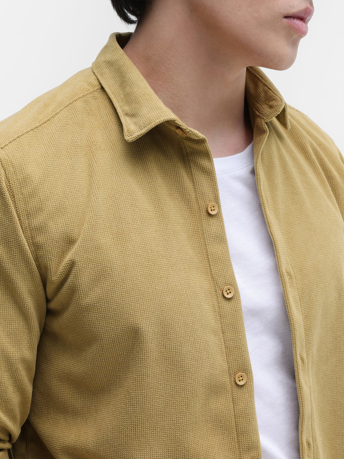 Solid Textured Regular Fit Shirt