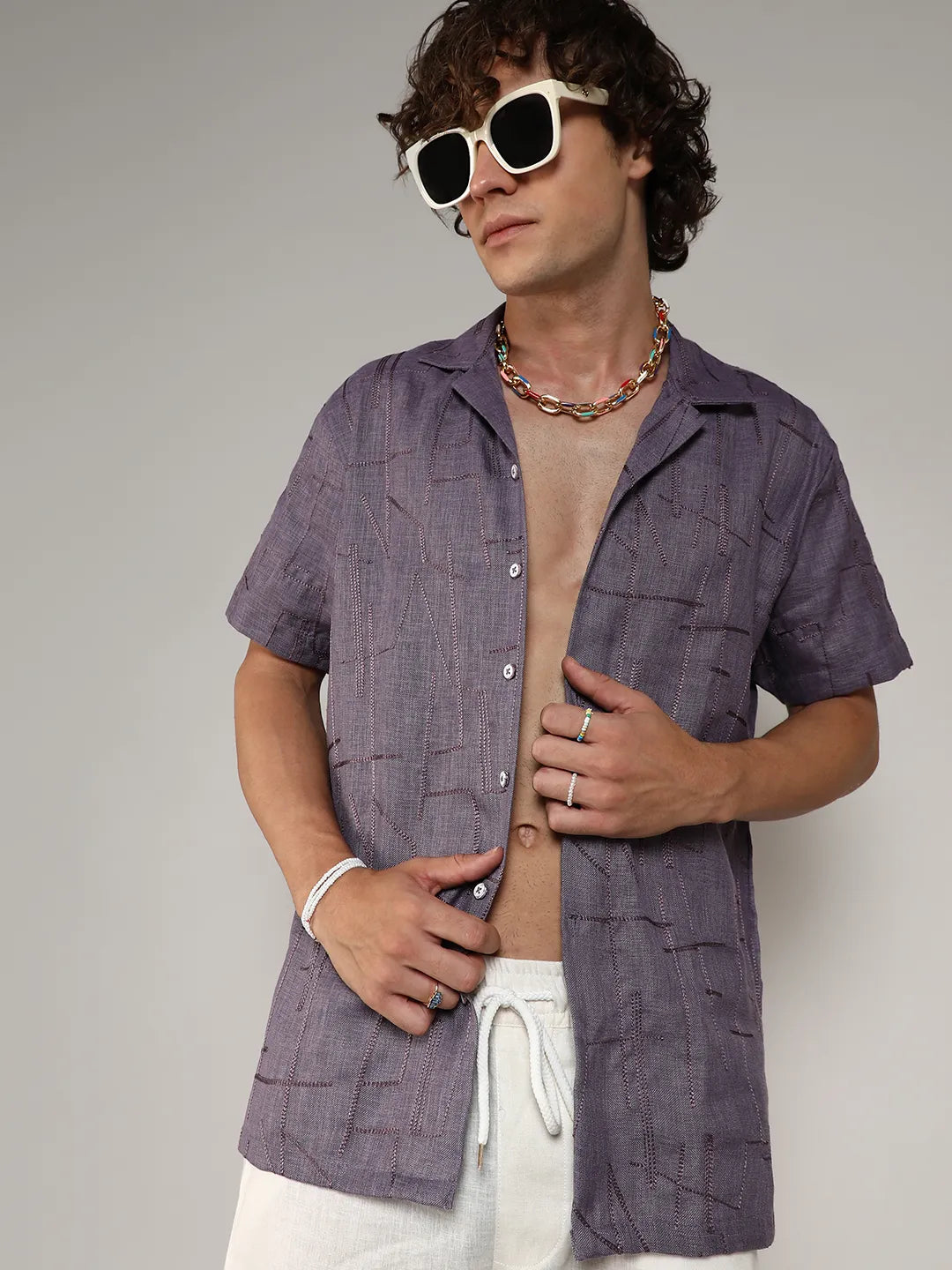 Embroidered Heathered Shirt