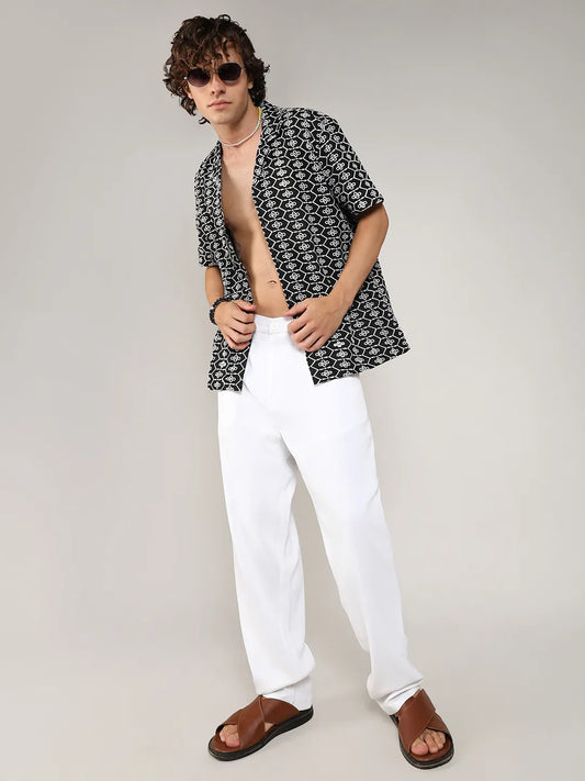 Embroidered Geometric Shirt