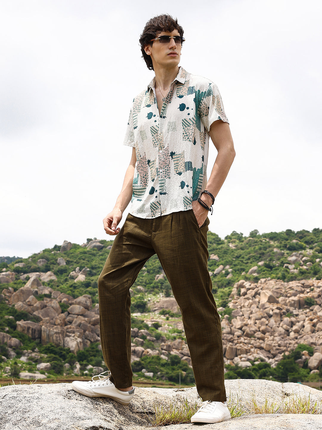 Abstract Seersucker Shirt