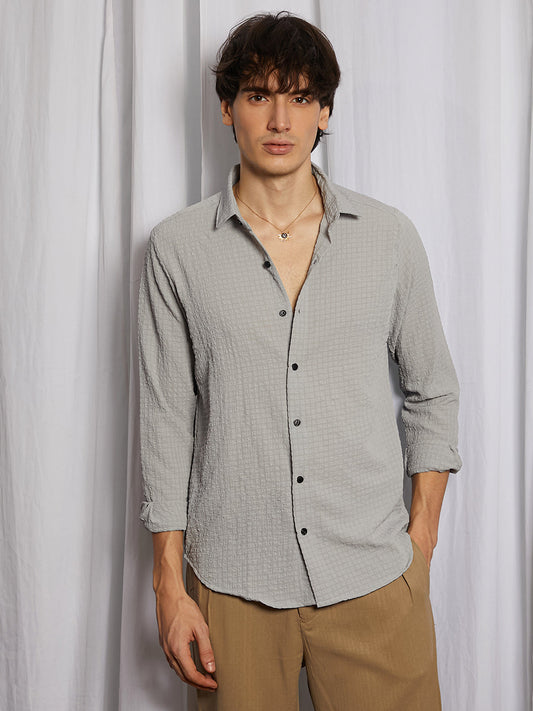 Cubic-Seersucker Shirt