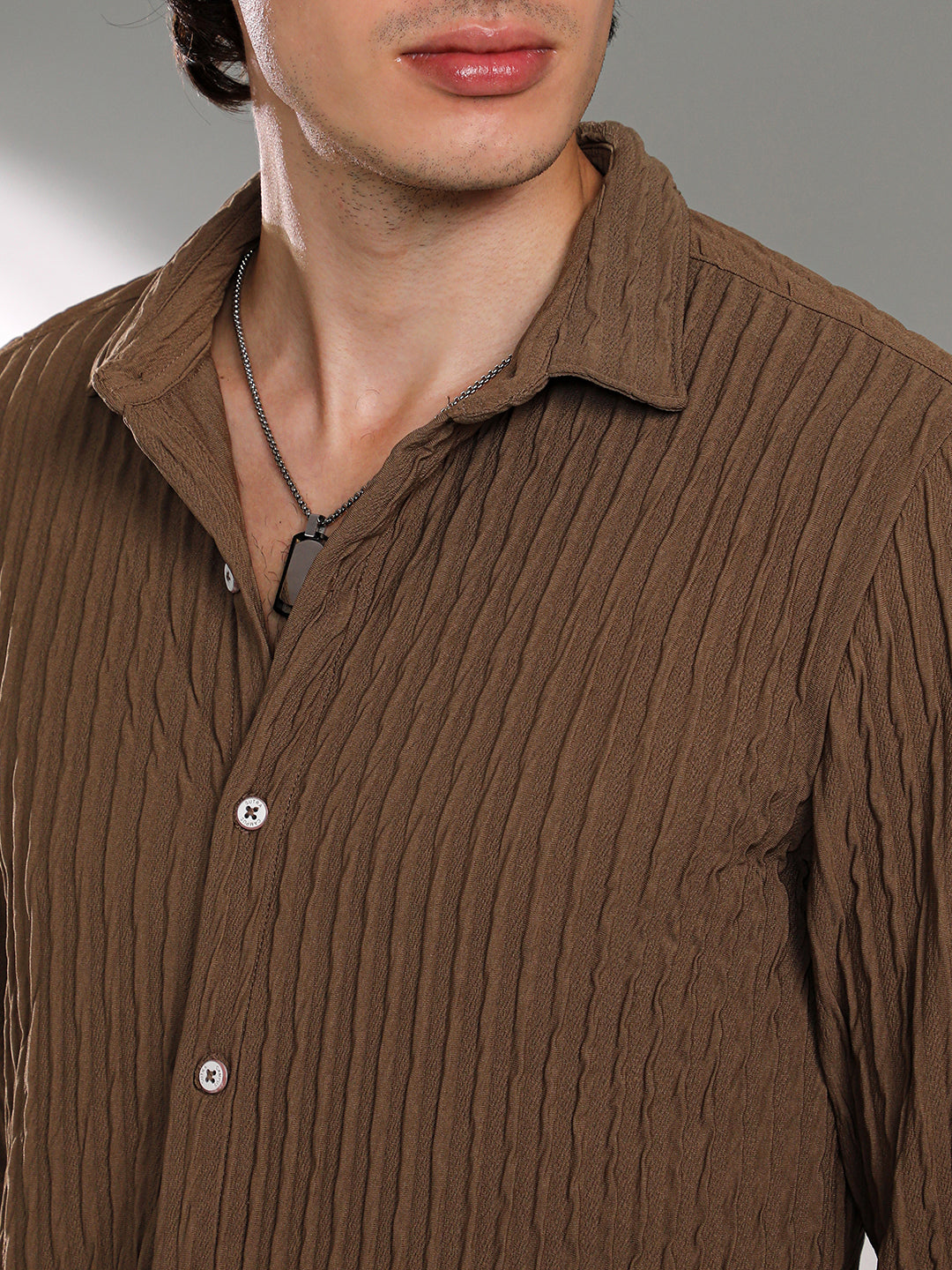 Crease-Stripe Textured Shirt