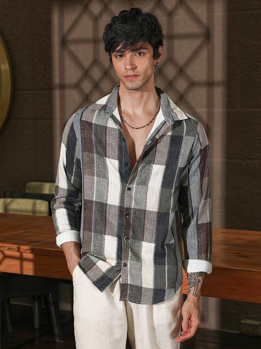 Woven-Block Oversized Shirt