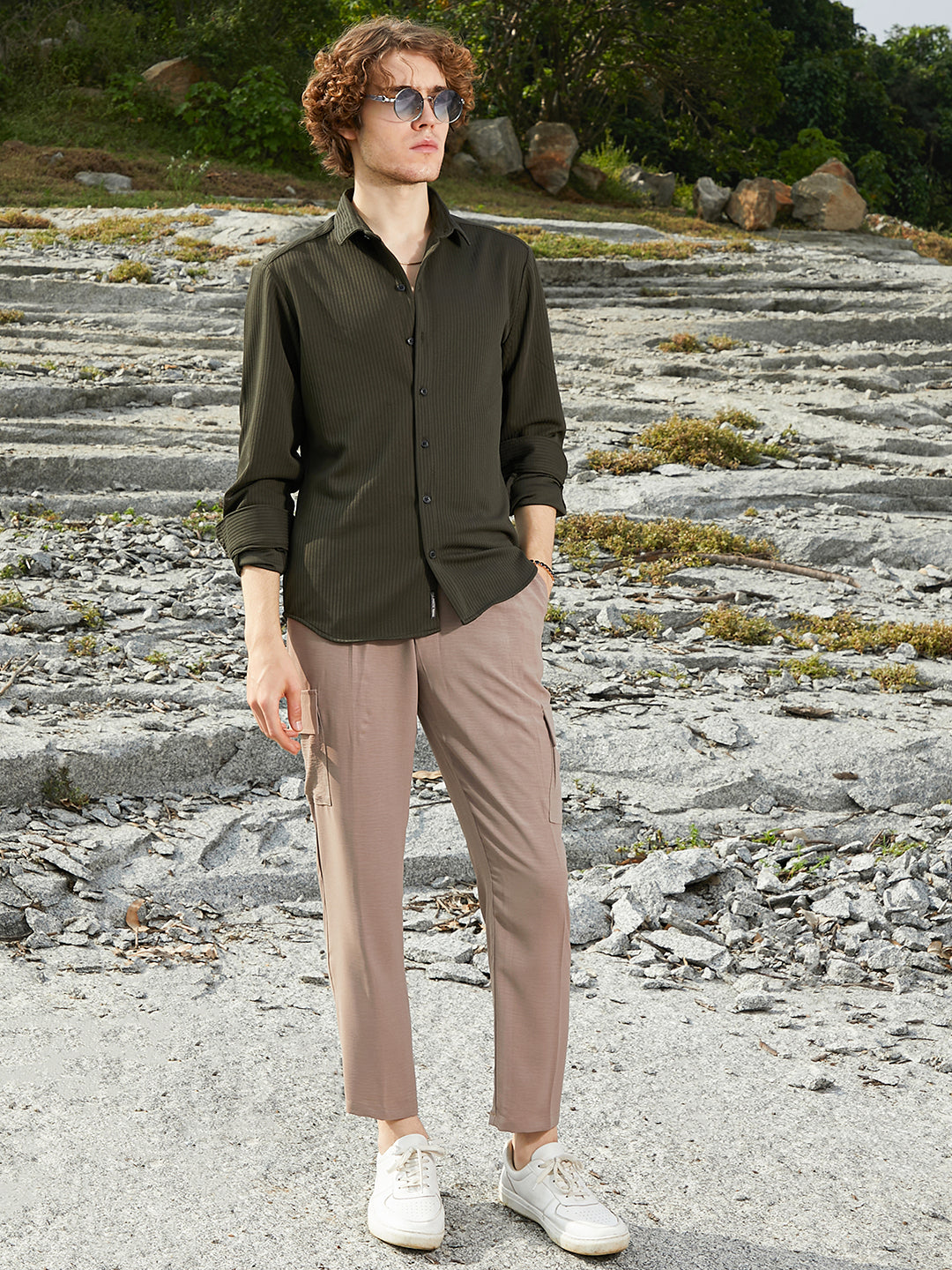 Ribbed-Woven Shirt