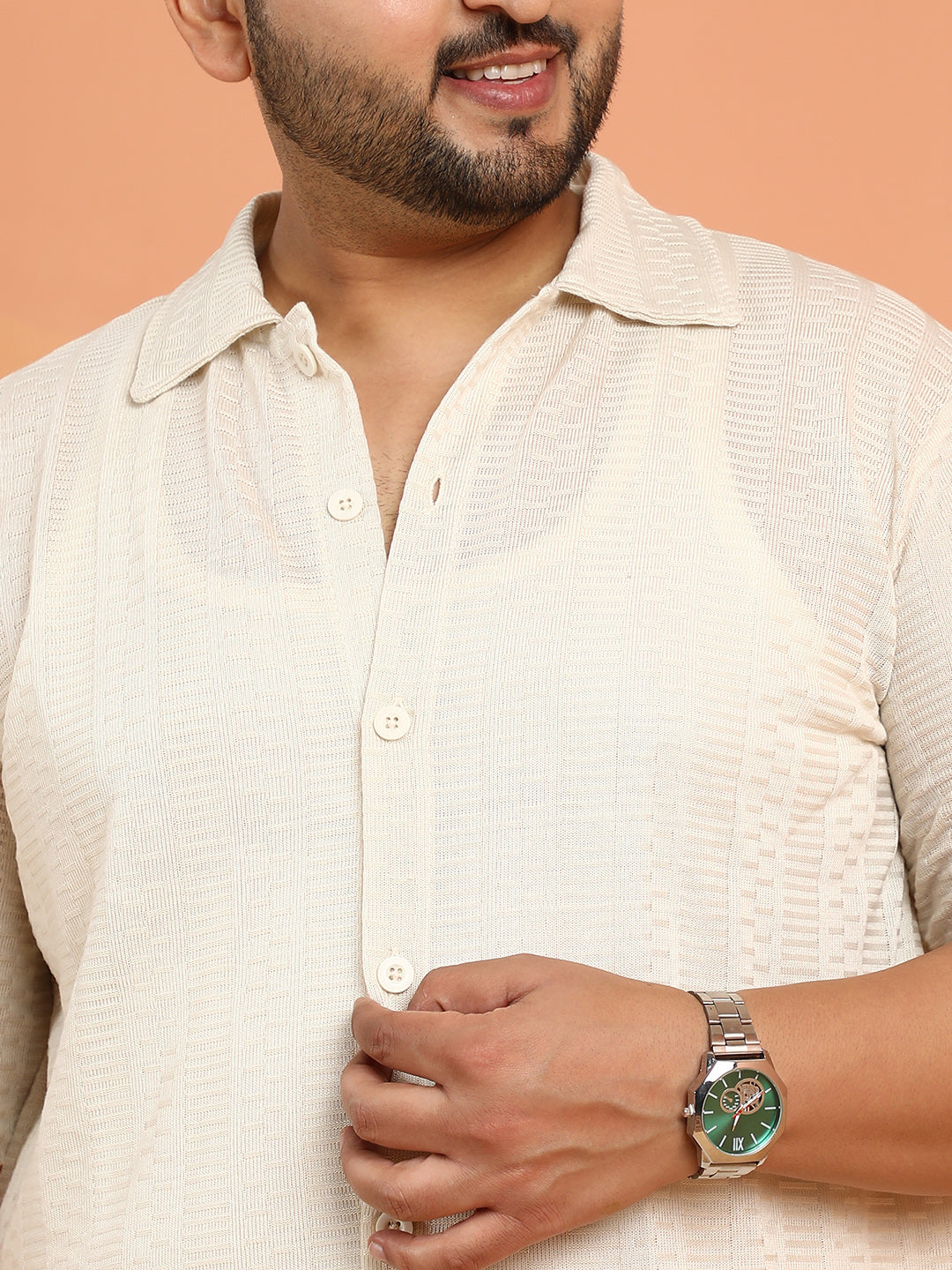 Dash-Ribbed Knit Polo Shirt